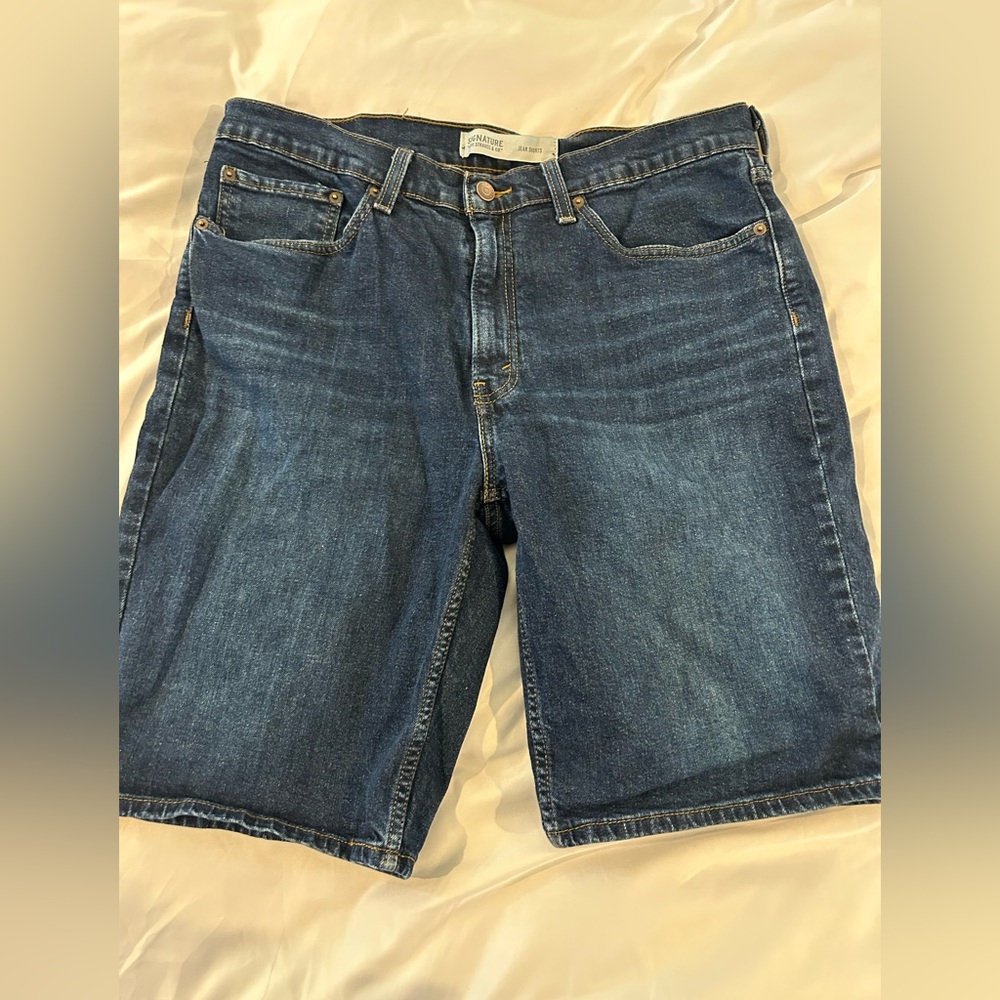 Levi Strauss Signature Denim Shorts Mens 34 Blue Classic Straight Casual Jean